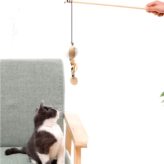 Engaging Cat Teaser Feather Wand - Interactive Colorful Toy for Playful Kittens