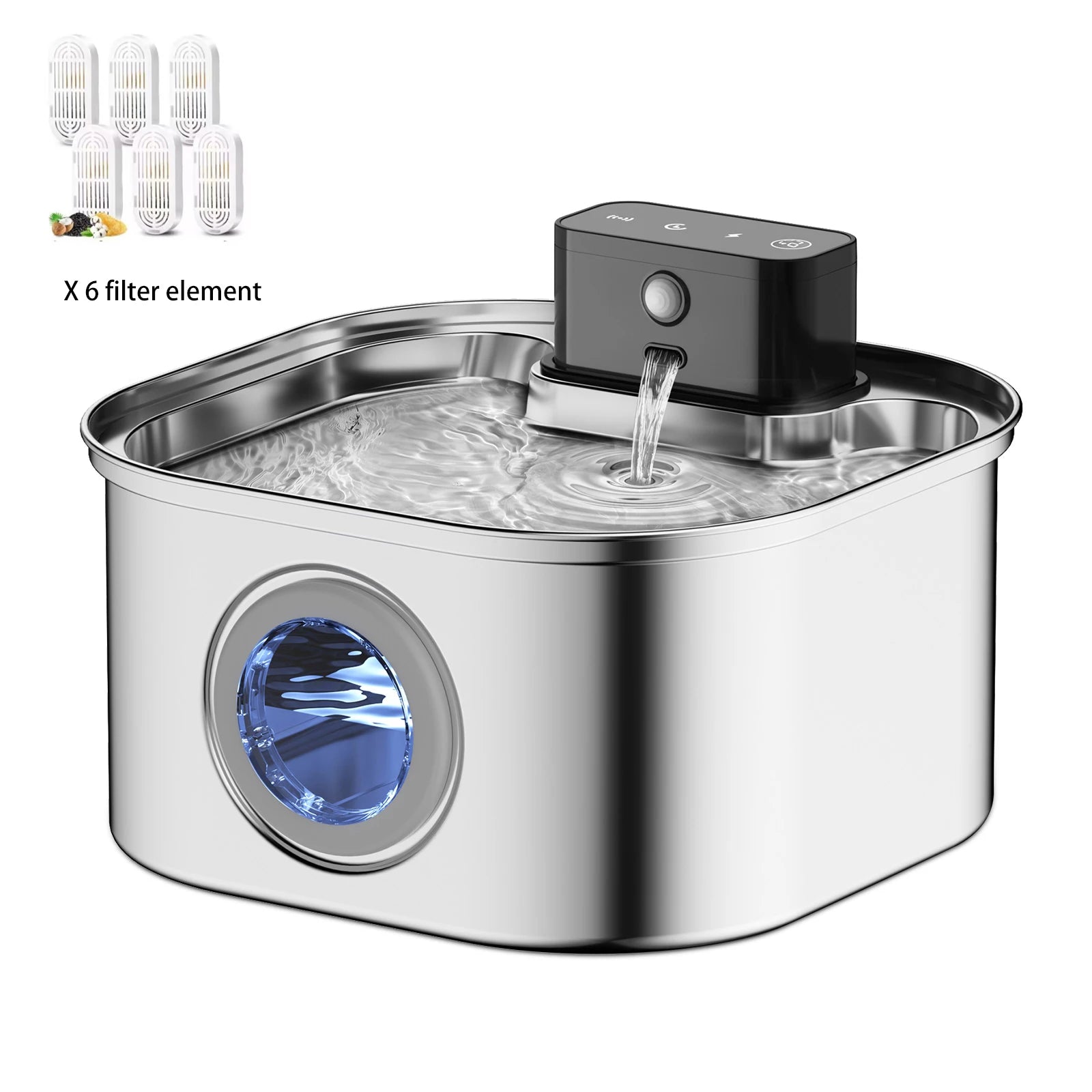 3.2L Stainless Steel Wireless Pet Water Fountain with Motion Sensor and Silent Filtration for Cats and Dogs