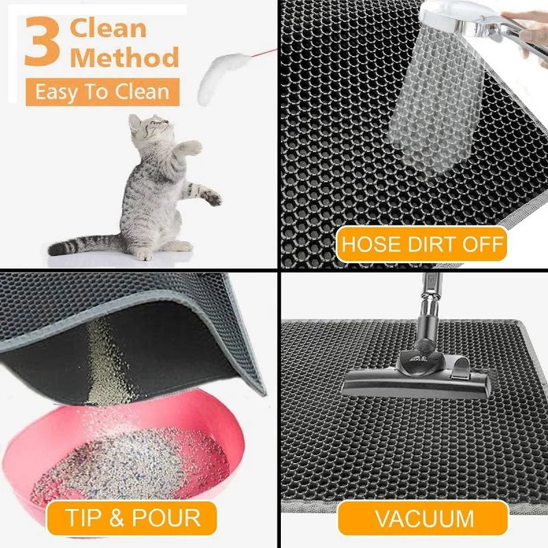 Revolutionary Double Layer Cat Litter Mat - Non-Slip, Waterproof & Easy to Clean for Happy Cats!