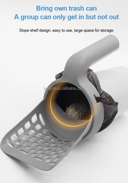 Premium Cat Litter Scoop (Detachable Deep Shovel and Waste Container) Portable Cat
Scooper Holder
