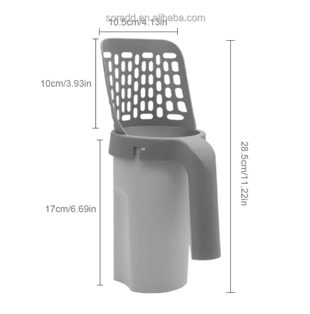 Premium Cat Litter Scoop (Detachable Deep Shovel and Waste Container) Portable Cat
Scooper Holder