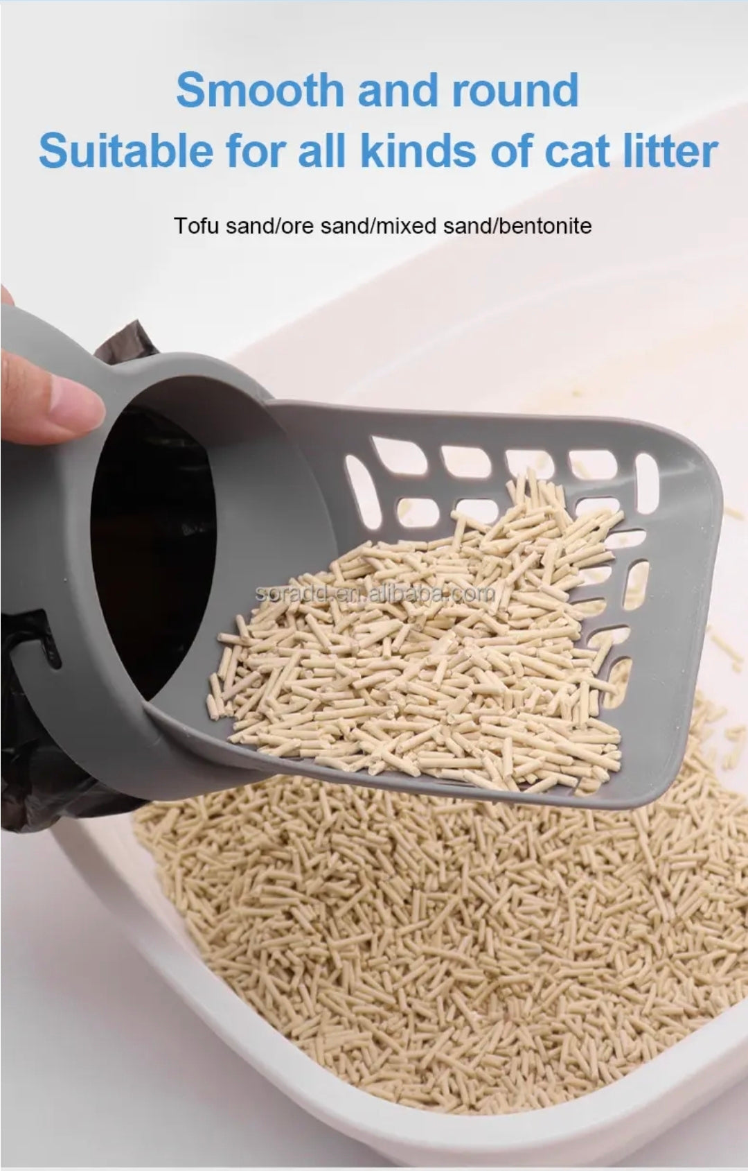Premium Cat Litter Scoop (Detachable Deep Shovel and Waste Container) Portable Cat
Scooper Holder